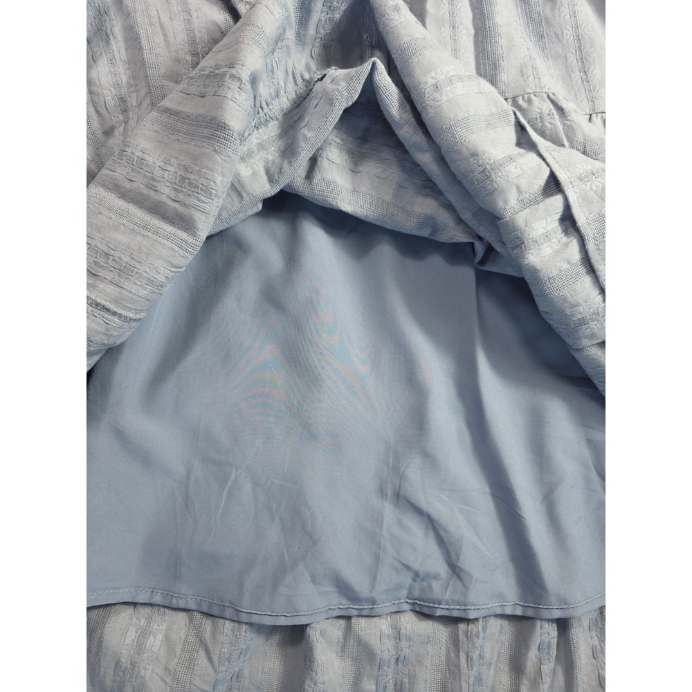 BTFBM Women's Light Blue Cotton Tiered Midi Dress Puff Sleeve Lined Size L NWT - Picture 15 of 15